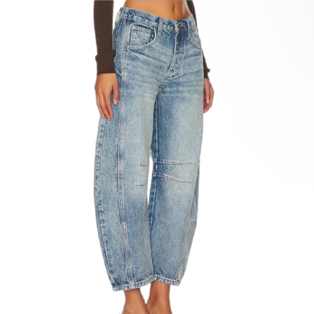 We The Free Blue Barrel Jeans
